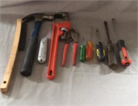 Assorted Hand Tools, Hammer, Screwdrivers Wrench +