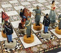 US American Civil War Queens Painted Chess Set