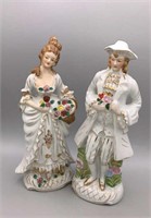 Vintage Hand-painted Porcelain Man & Woman Statues