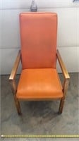 Vintage Wooden Chair with Orange Cushioning