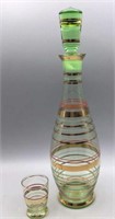 MCM Vintage Green Glass Decanter w/ Stopper