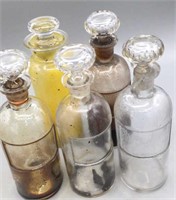 Antique Pharmacy Bottles Fluorescing Stopper