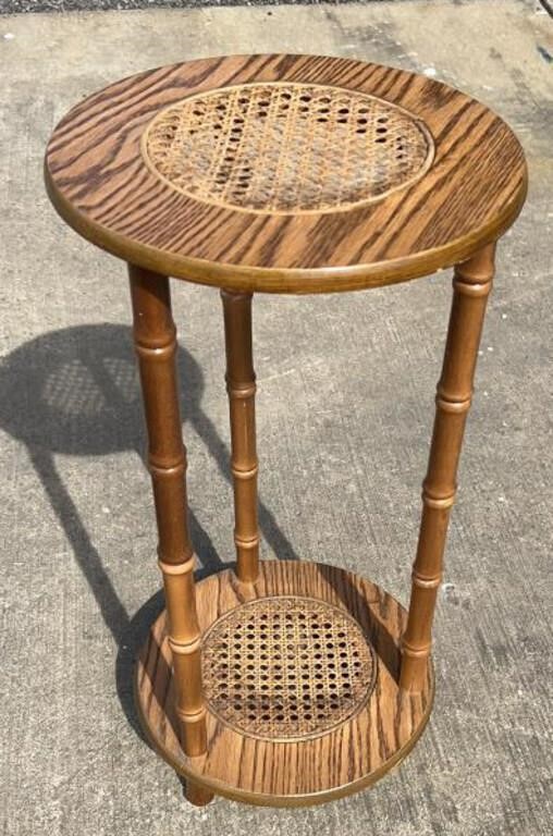 Wicker Faux Bamboo Plant Stand