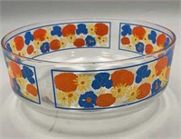Vintage MCM Decorated Glass Salad Bowl