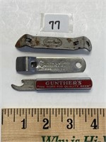 LOT OF 3 GUNTHER BEER MINI CAN OPENERS