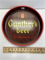 GUNTHER ADVERTISING BEER TRAY IS DRY & BEERY