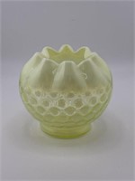 FENTON YELLOW OPALESCENT ROSE BOWL 3 1/4" TALL