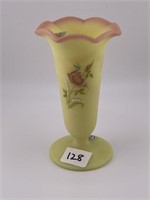 FENTON BURMEASE VASE WITH HAND PAINTED FLOWERS