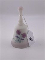 FENTON MINI SATIN BELL WITH HAND PAINTED FLOWERS