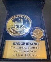 SET OF 2 KRUGERRAND 1967 100 MILS .999 GOLD CLAD
