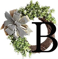 Monogram Initial Letter Wreaths for Front Door (B)
