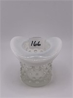 FENTON WHITE OPALESCENT HOBNAIL HAT 2 1/2" TALL
