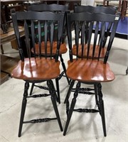 Four Modern Back and Cherry Bar Stools