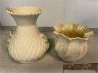 Two Belleek Porcelain Vases