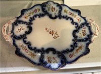 12" Antique Hand Painted Dessert Platter