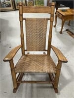 Modern Oak Woven Rocking Chair