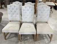 6 Country French Upholstered Dining Side Chairs