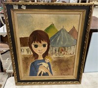 J. Faquet Painting of Little Girl