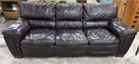 20th Century Black Leather Three Cushion Sofa