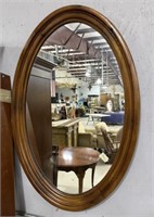 37" Oak Oval Framed Wall Mirror