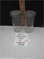 2- Ball freezer jars, 1qt clear w/ lids