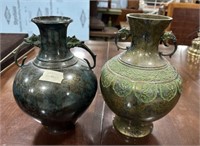 Pair of Metal Asian Style Vases