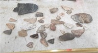 Bag of Indian Artifacts Arrow  Heads, Scrapers