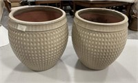 Pair of Glazed Pottery Outdoor Planters