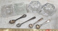 4 Salt Dip Spoons Marked Sterling & B4 Salt Dips