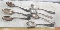 7 Spoons All Marked Sterling