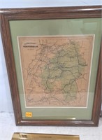 SE Germany RR Map. Framed