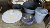 Group of Ceramic Mixing Serving Bowls, Glass, and