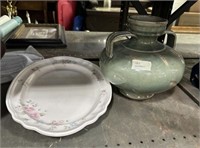 Modern Ceramic Vase and Porcelain Platter