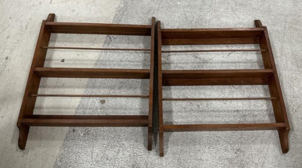 Two Wood Wall Plate Display Racks