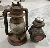 Vintage Oil Lamp and Train Light