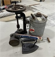 Antique Tools, Jug, Sprayer, and Cast Iron
