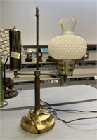 Brass Milk Glass Shade Desk Lamp