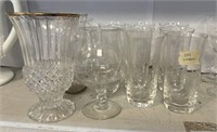 Set of Etched Glass Cups, Footed Vases