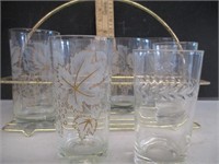 8 water glasses with carrier