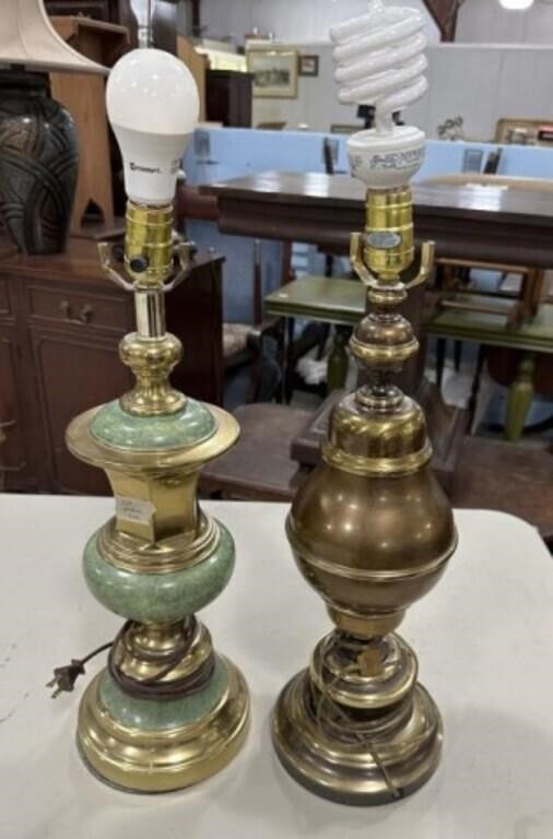 Two Mid Century Style Brass Table Lamps