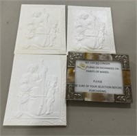 White Figural Plaques and Picture Frame
