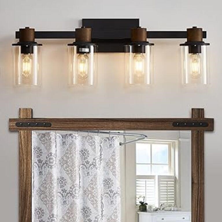 4 Light Rustic Bathroom Vanity Light Fixture