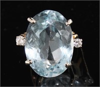 14kt Gold 26.72 ct Blue Topaz & Diamond Ring