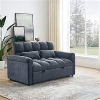 Loveseats Sofa Bed with Pull-out Bed, Blue/Grey