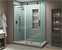 Aston XL Shower Enclosure Matte Black, Clear Right