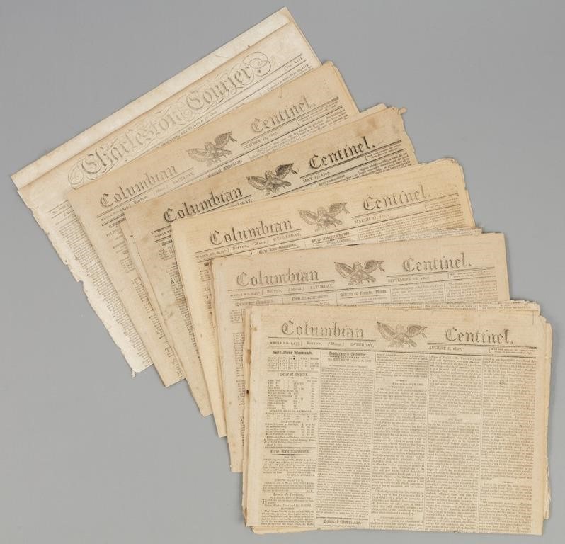 Lot of 8 Early 19th Century Newspapers
