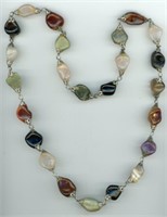 Color Polished Stone Necklace 30”