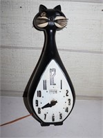 Spartus cat clock as found no eyes parts repair