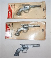 2 vintage nos + 1 mini metal cap guns USA