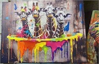 Giraffe Signed Hand Embellished Giclee On Canvas